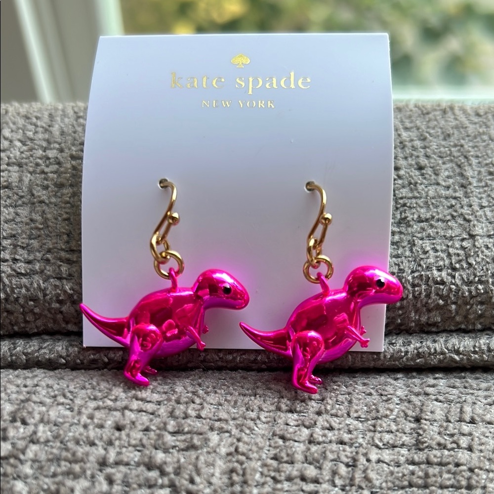 NWT Kate Spade Fuchsia Dinosaur Earrings